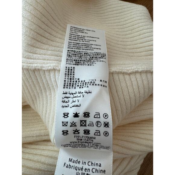 3.1 Phillip Lim Ivory Ribbed Sweater with Waist Side Tie Size XSmall $395 - Picture 5 of 6
